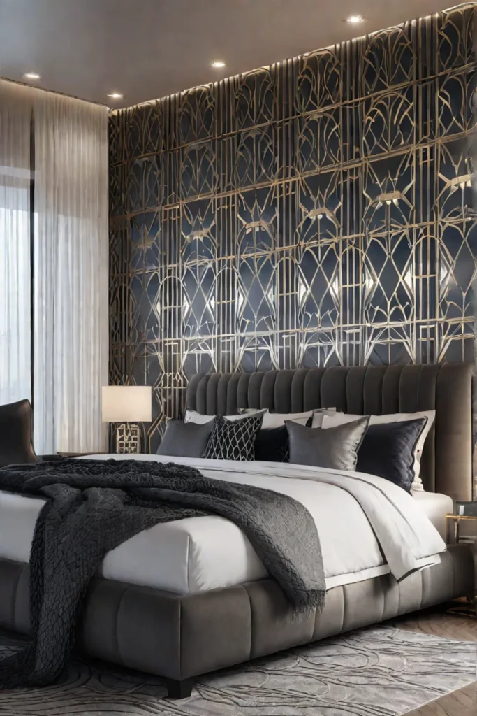 metallicaccented wallpaper with geometric Art Decoinspired pattern