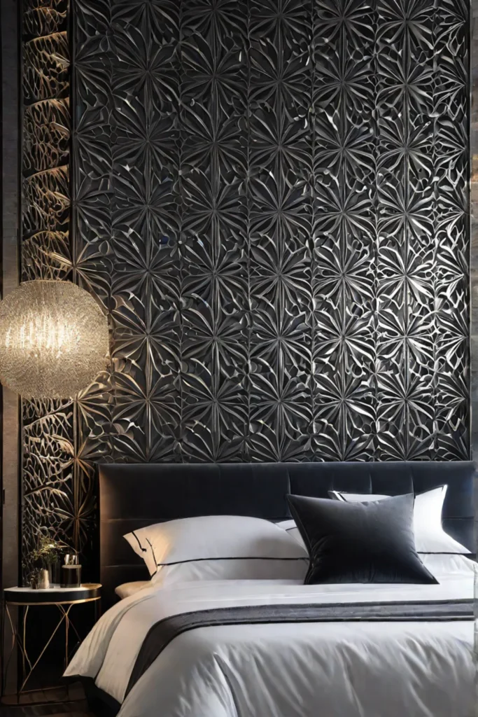 metallicaccented wallpaper with subtle shimmering pattern