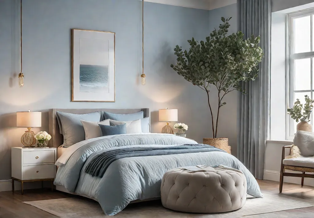 A bedroom bathed in soft morning sunlight featuring a calming color palettefeat