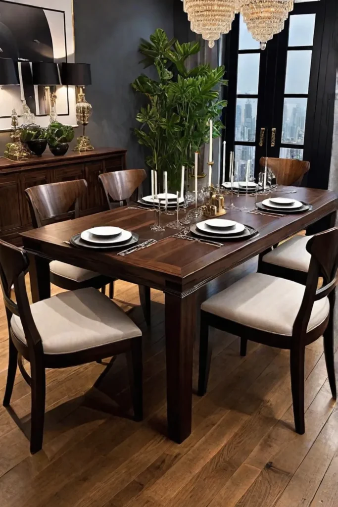 A dining table with a timeless heirloomquality design crafted from premium hardwood