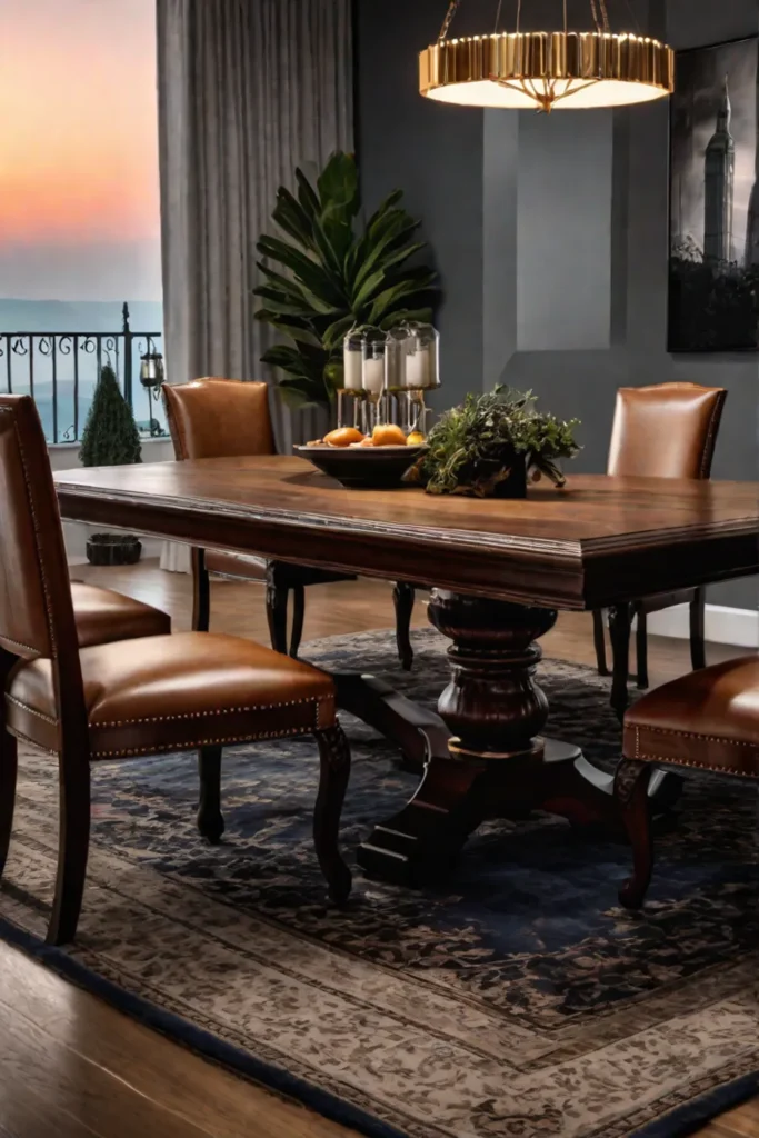 A dining table with a timeless heirloomquality design crafted from solid oak