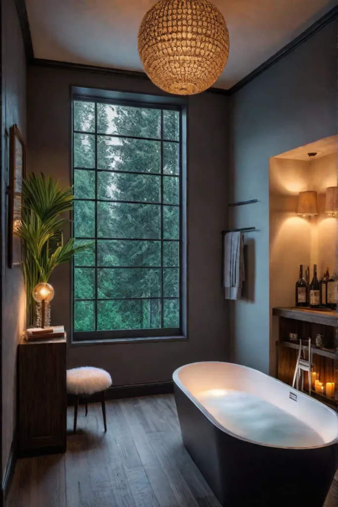 A luxurious bathtub experience with a focus on creating a peaceful ambiance
