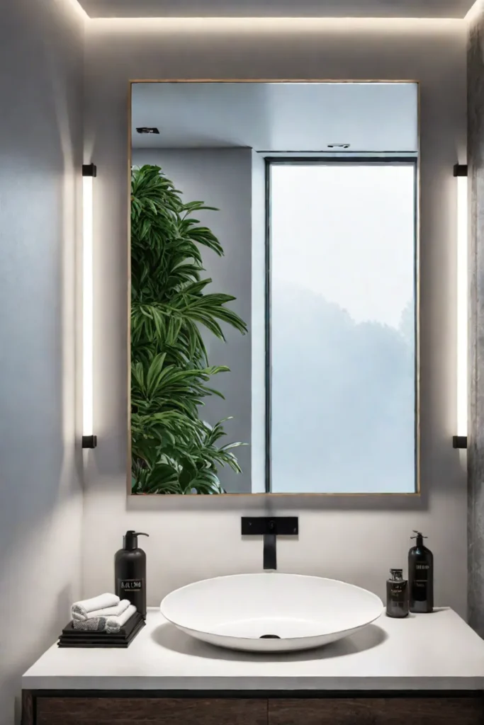 A minimalist small bathroom design with a focus on space and light