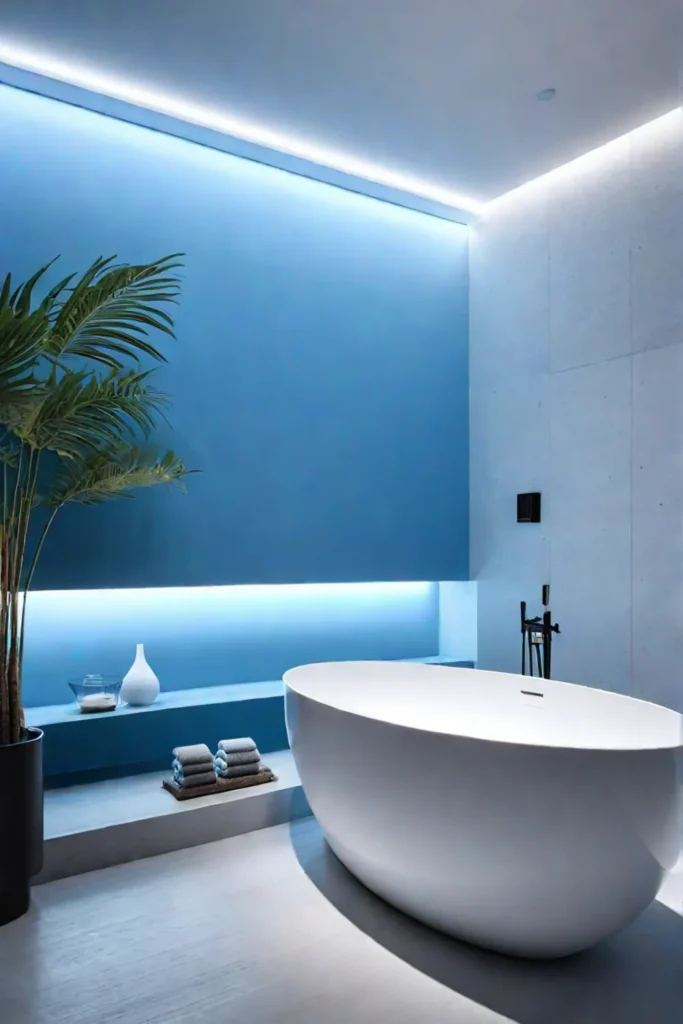 A modern bathtub with chromotherapy lighting for a spalike experience
