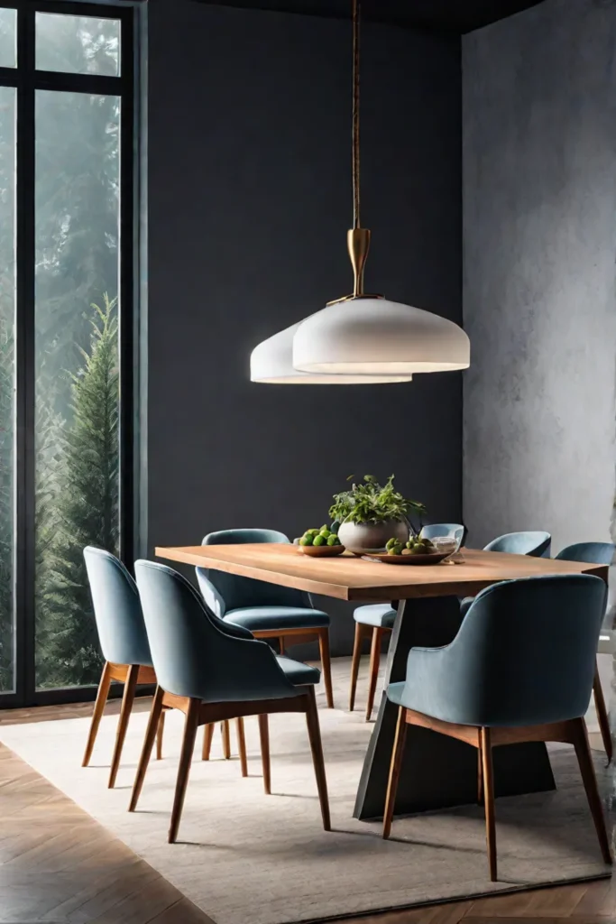A modern customizable dining table with various size shape and finish options