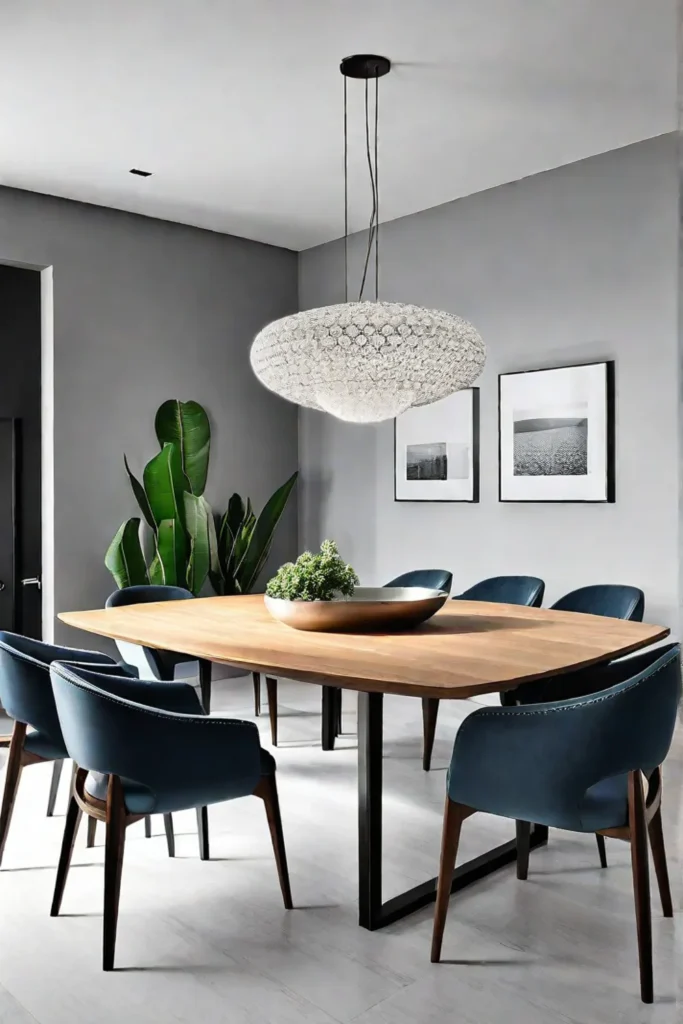 A modern dining table with a bold sculptural base that draws the