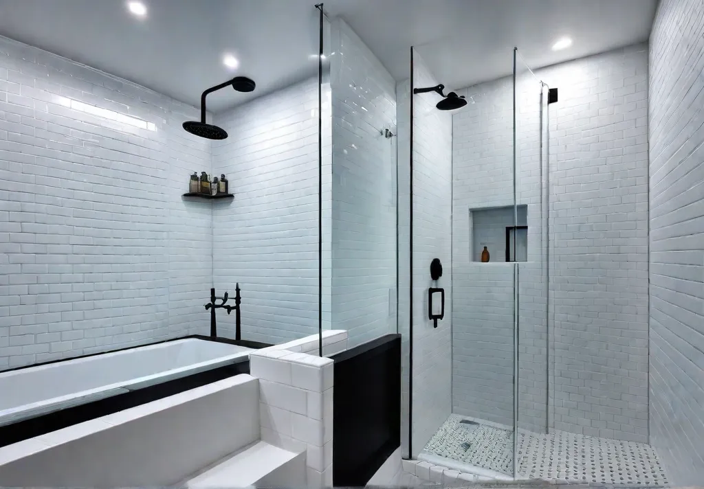A small brightly lit bathroom with a newly renovated shower featuring whitefeat