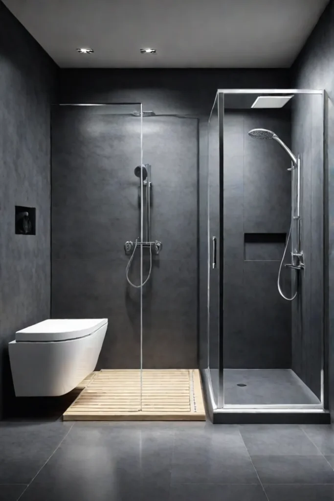 Accessible bathroom with grab bars and a walkin shower