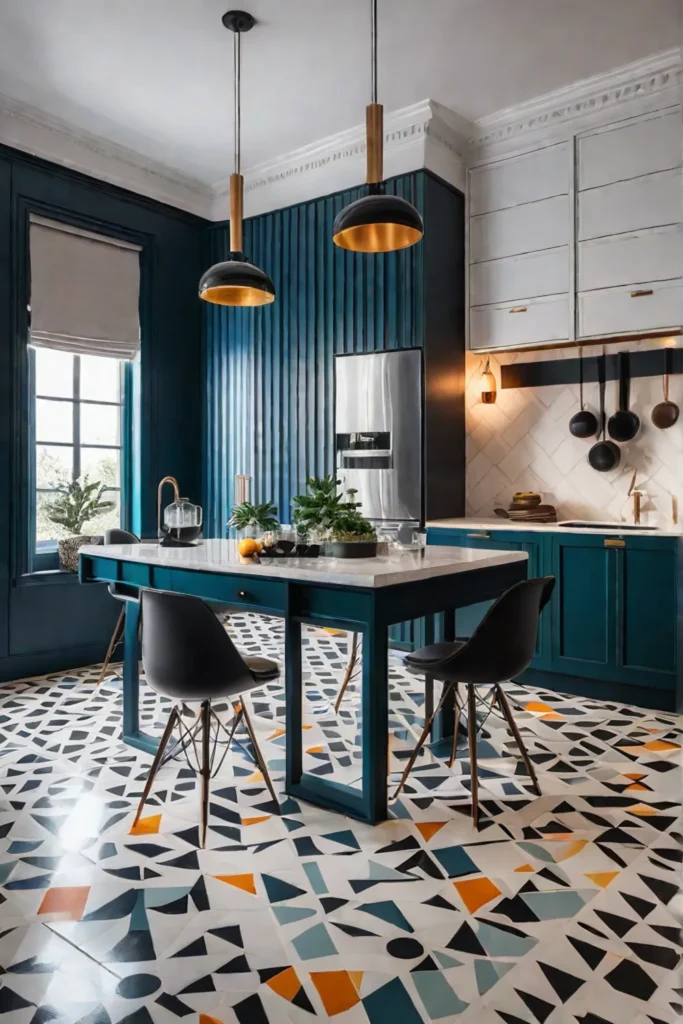 Art Deco kitchen with terrazzo flooring