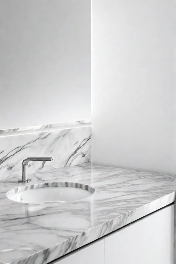 Bathroom countertop update with marble contact paper