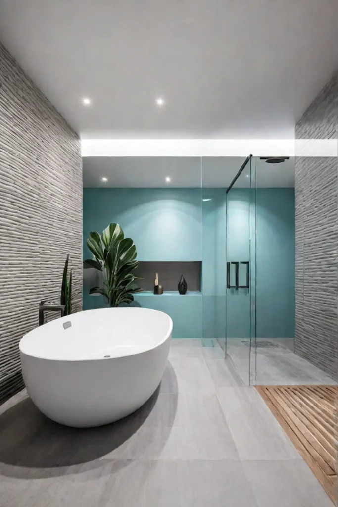 Bathroom with large tiles harmonizing with modern fixtures