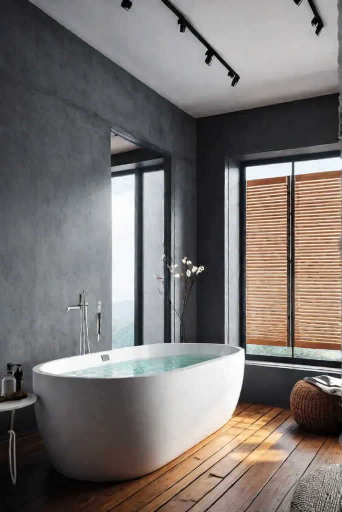 Bathtub made from ecofriendly materials in a sustainable bathroom