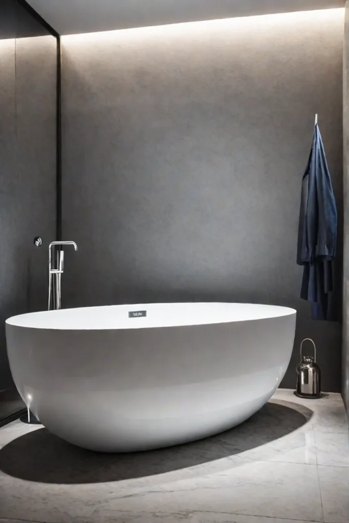 Bathtub with a unique shape in a stylish bathroom