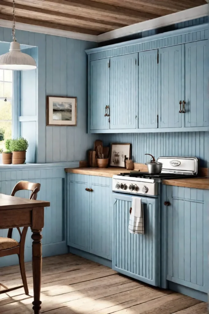 Beadboard kitchen cabinets in a charming kitchen
