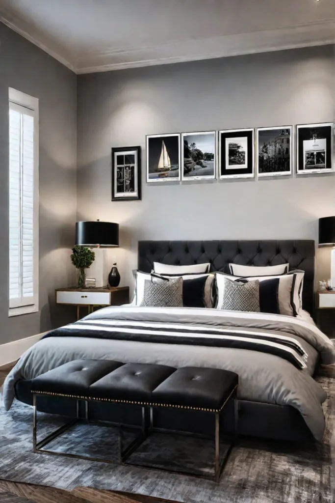 Bedroom with personalized gallery wall