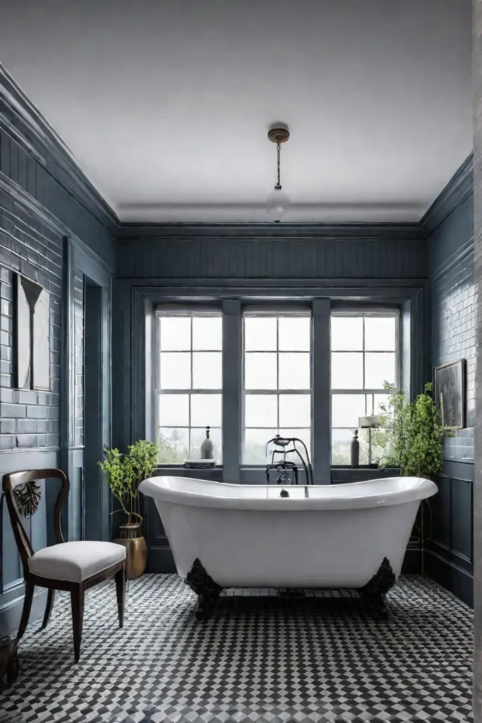 Blend of vintage and modern styles in a bathroom renovation with new tiles