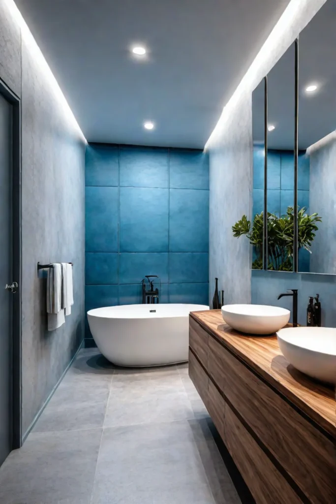 Blue and white bathroom for a relaxing ambiance