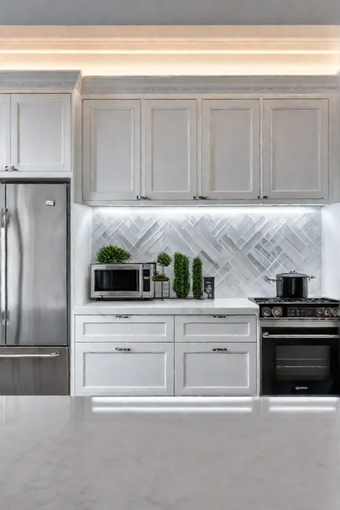 Bright white painted kitchen cabinets