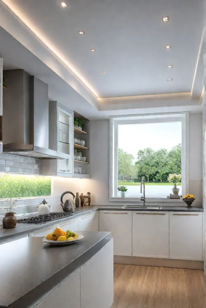 Bright and welllit kitchen with various light sources