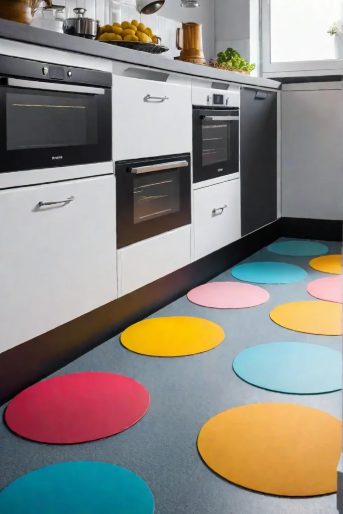 Childfriendly kitchen with colorful rubber flooring