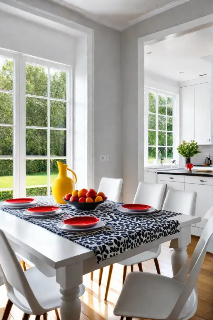 Colorful kitchen with Marimekko patterns and textiles