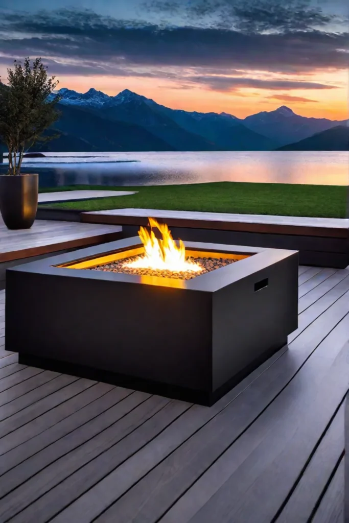 Contemporary deck with pool and fire pit