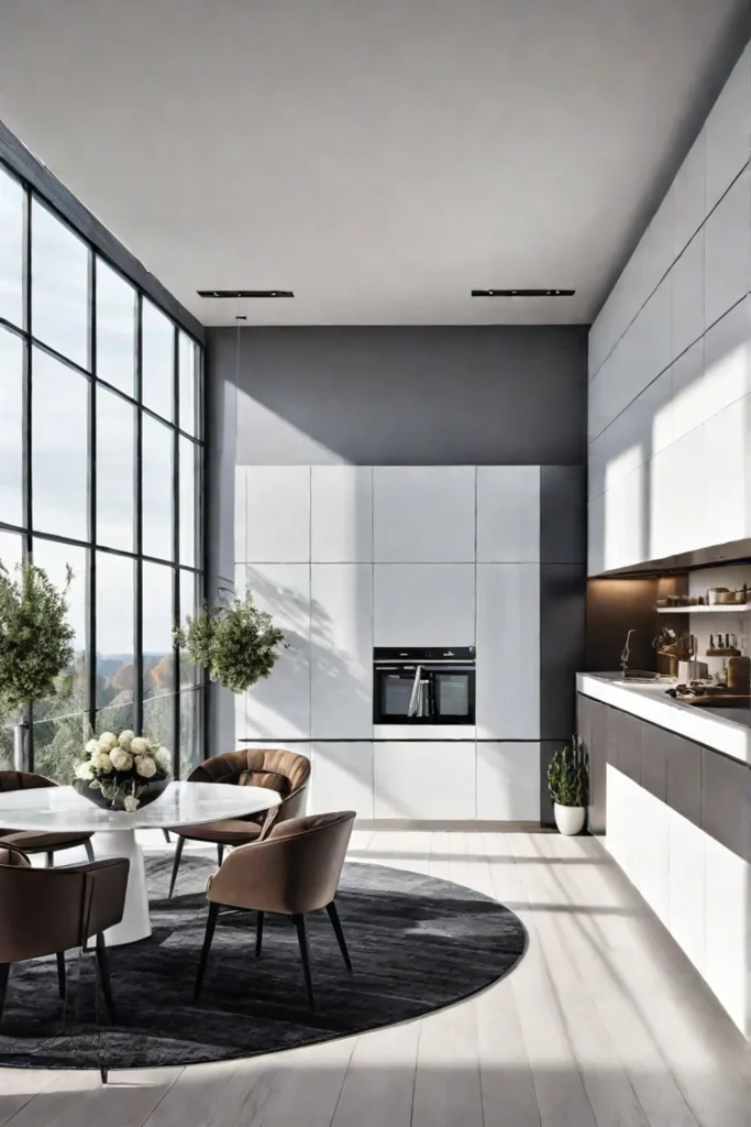 Contemporary kitchen with floortoceiling windows