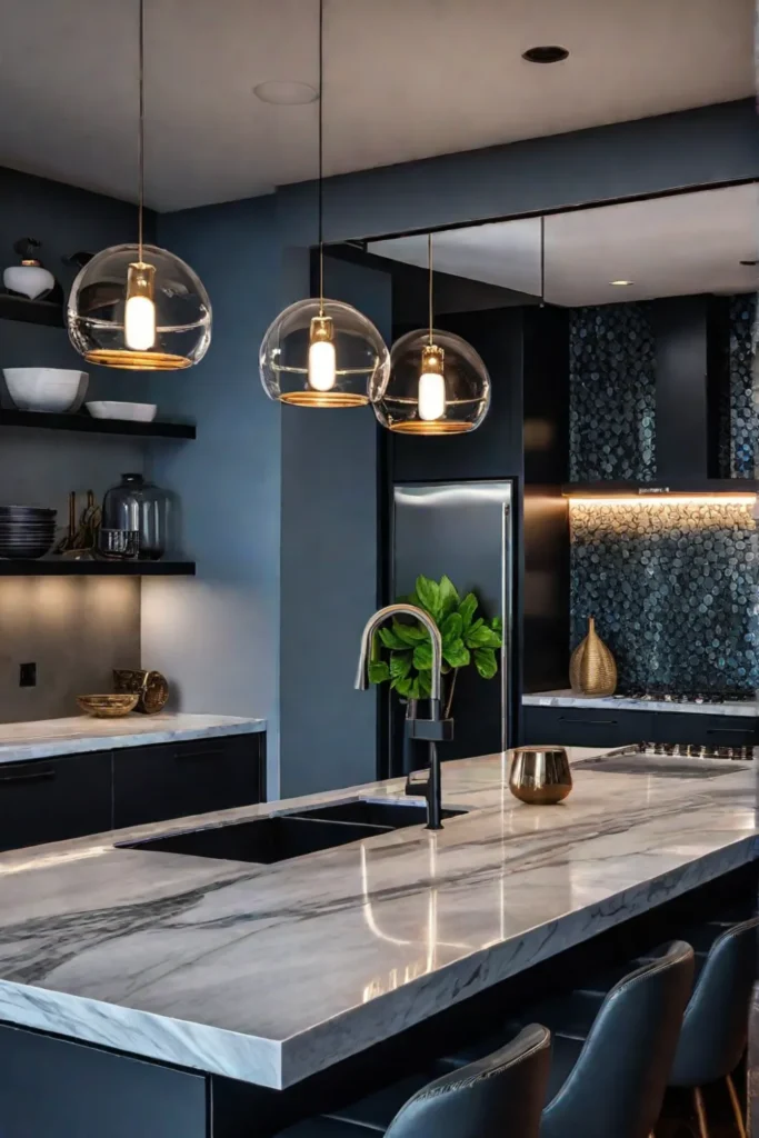 Contemporary kitchen with mix of light and dark cabinetry