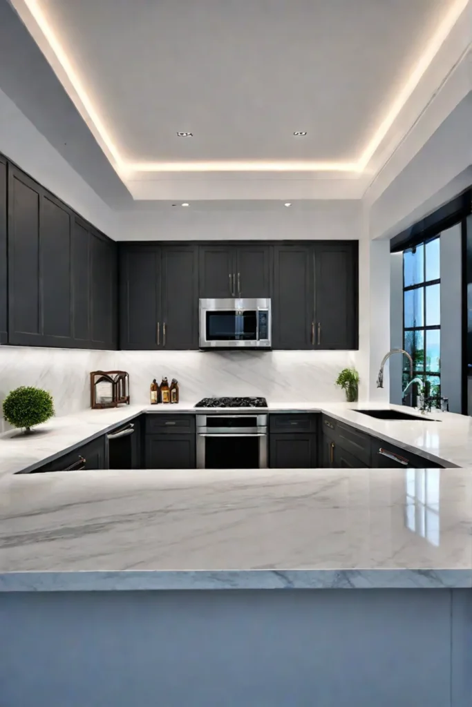 Contemporary kitchen with undercabinet lighting for functionality and ambiance