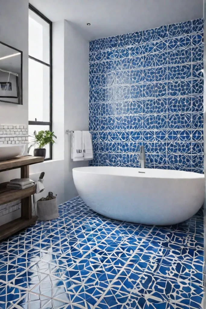 Contemporary bathroom with colorful tiles