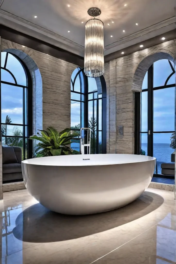 Customdesigned bathtub in a master bathroom