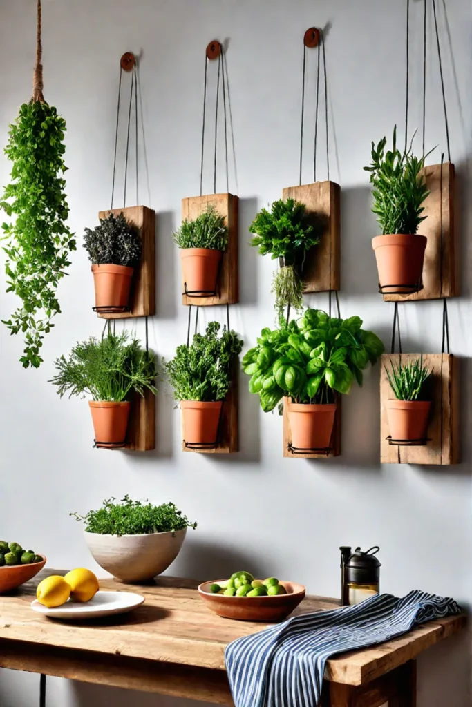 DIY herb garden on a reclaimed wood wall hanging