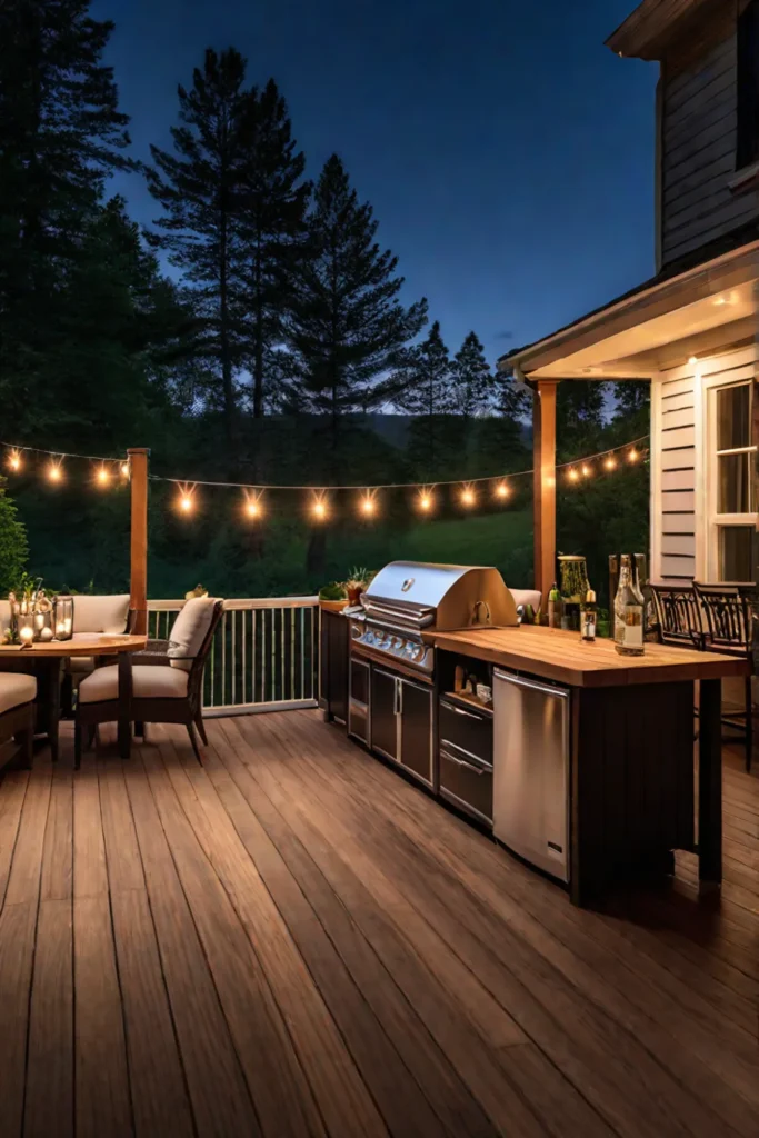 Deck with outdoor kitchen and bar