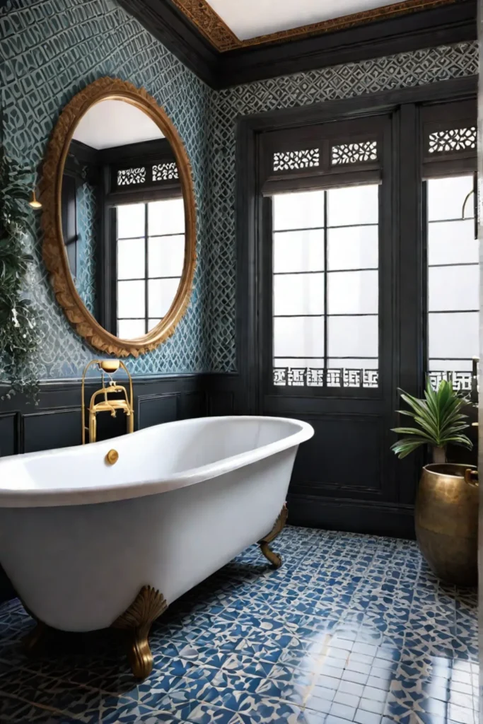 Eclectic bathroom with global design elements