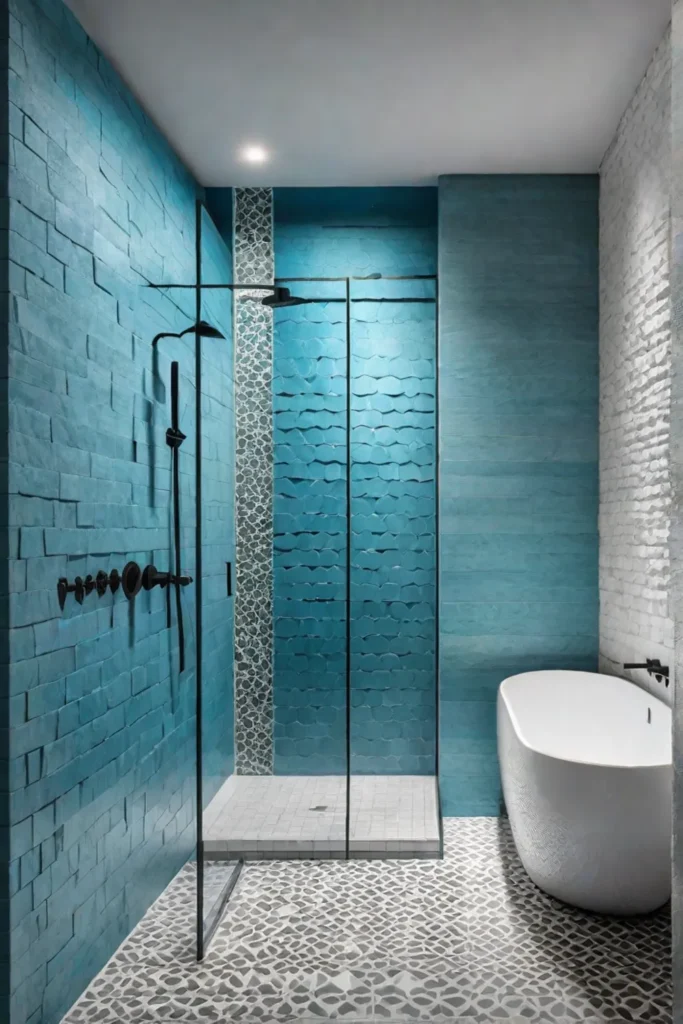 Eclectic bathroom with mixed tile materials