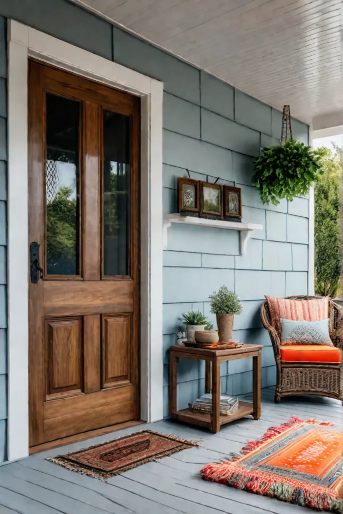 Eclectic porch with vintage and modern decor