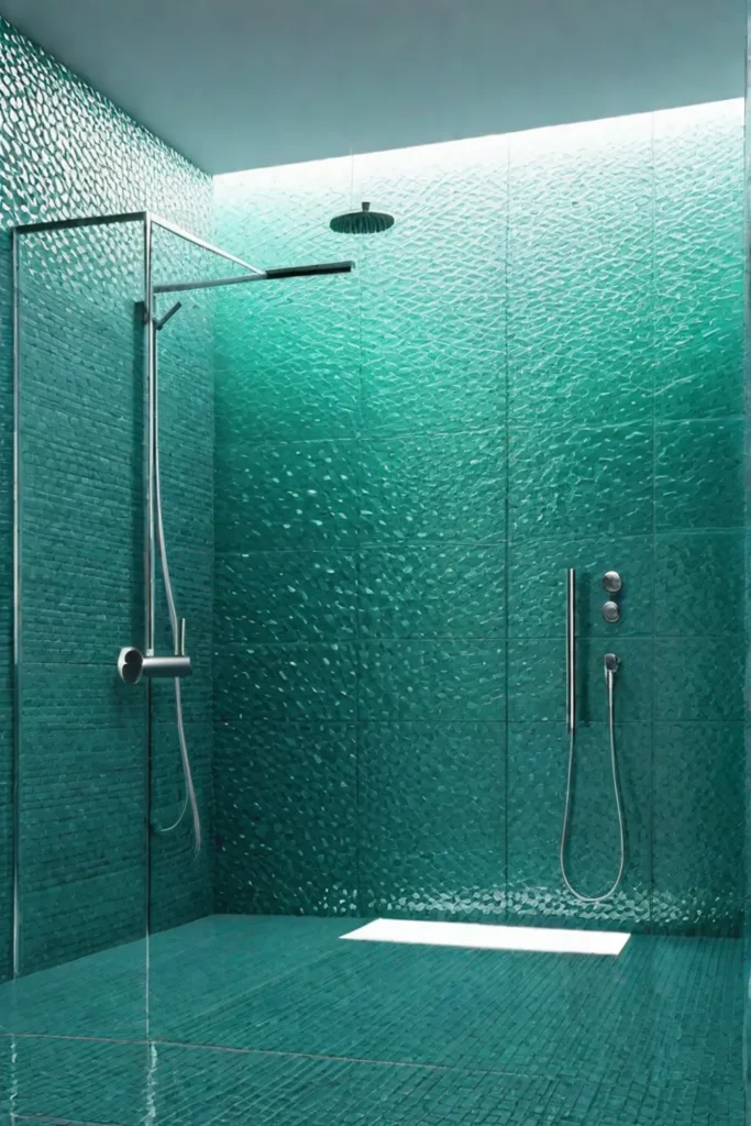 Ecofriendly shower with recycled glass tiles