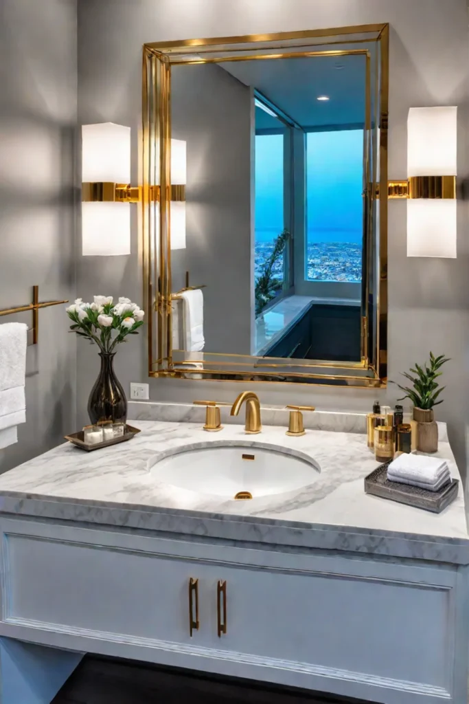 Elegant_bathroom_with_gold_accents_glass_shelves_and_a_plush_ottoman