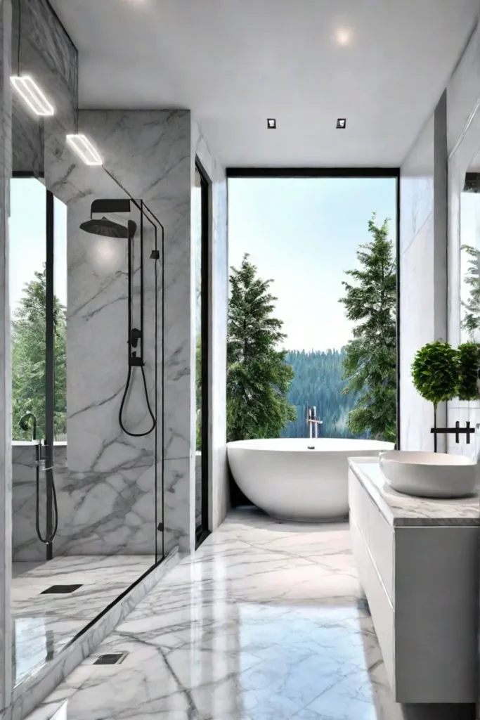 Hydronic radiant heating in a luxurious marble bathroom