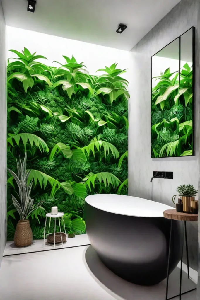 Junglethemed bathroom with vibrant colors and safety features