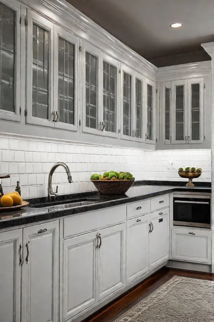 Kitchen with classic white cabinets
