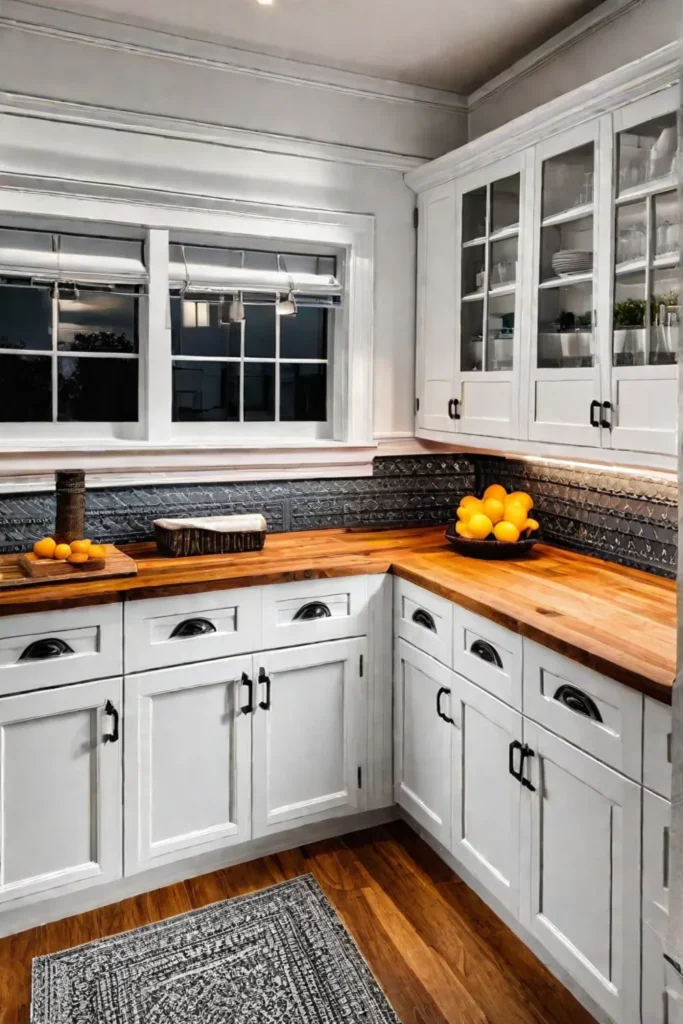 Kitchen with cozy farmhouse style cabinets