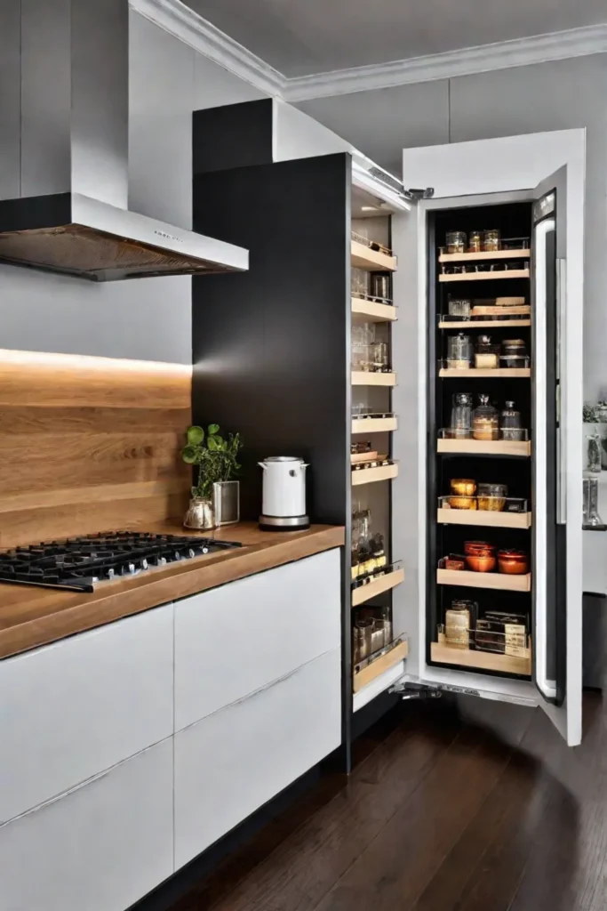 Kitchen with customdesigned pantry