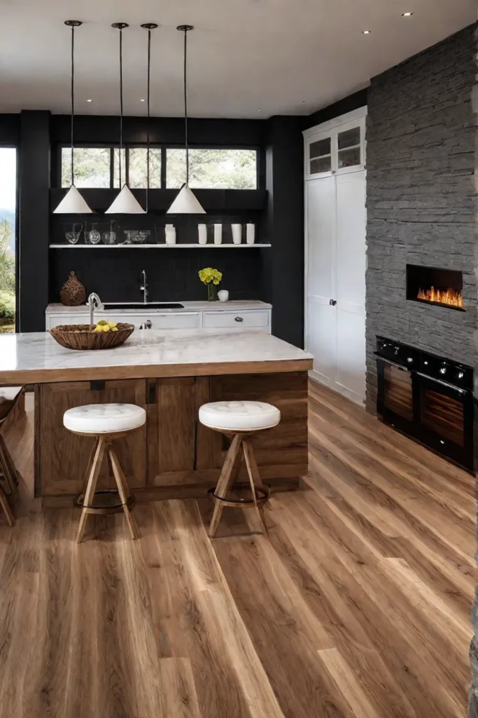 Kitchen with engineered hardwood flooring