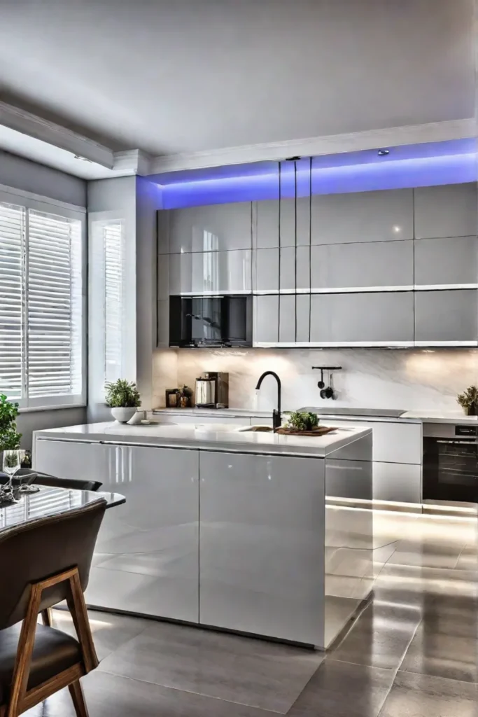 Kitchen with highgloss cabinetry