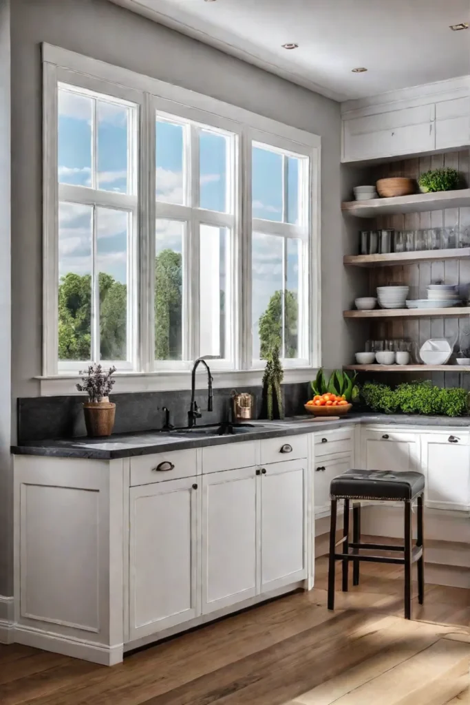 Kitchen with large window