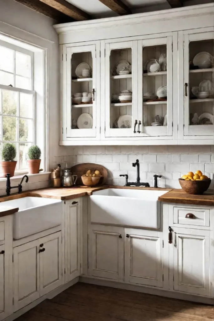 Kitchen with rustic farmhouse cabinets