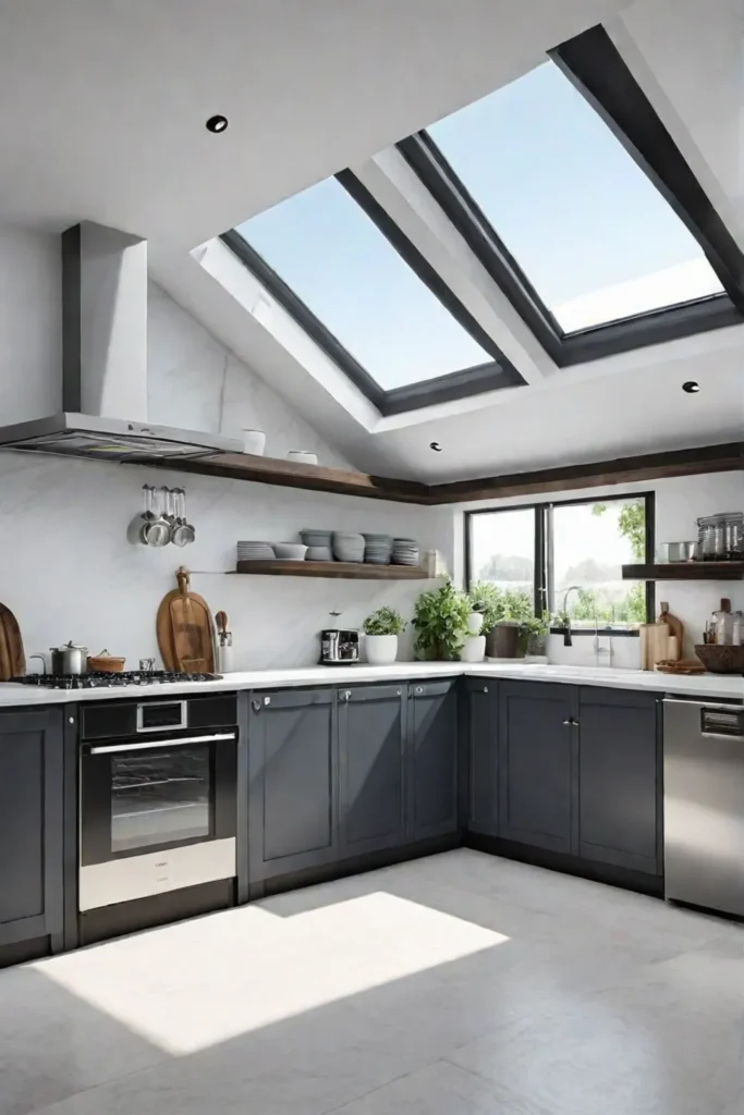 Kitchen with skylight