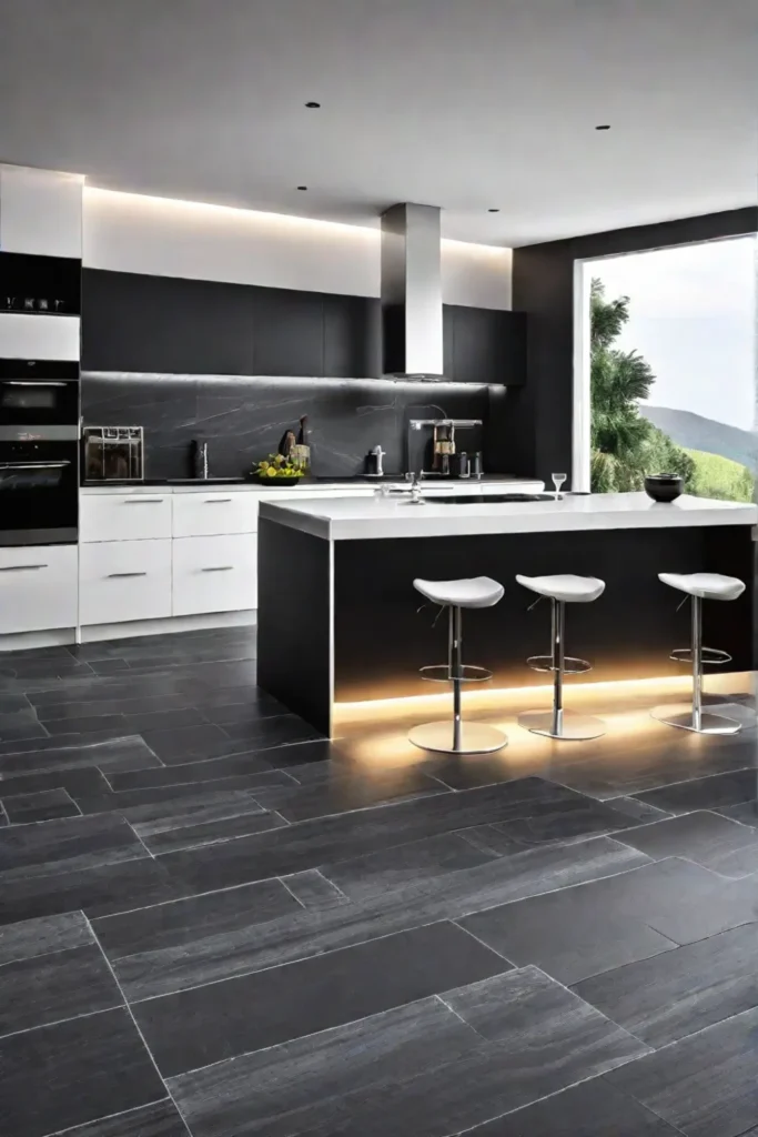 Kitchen with slatelook laminate flooring
