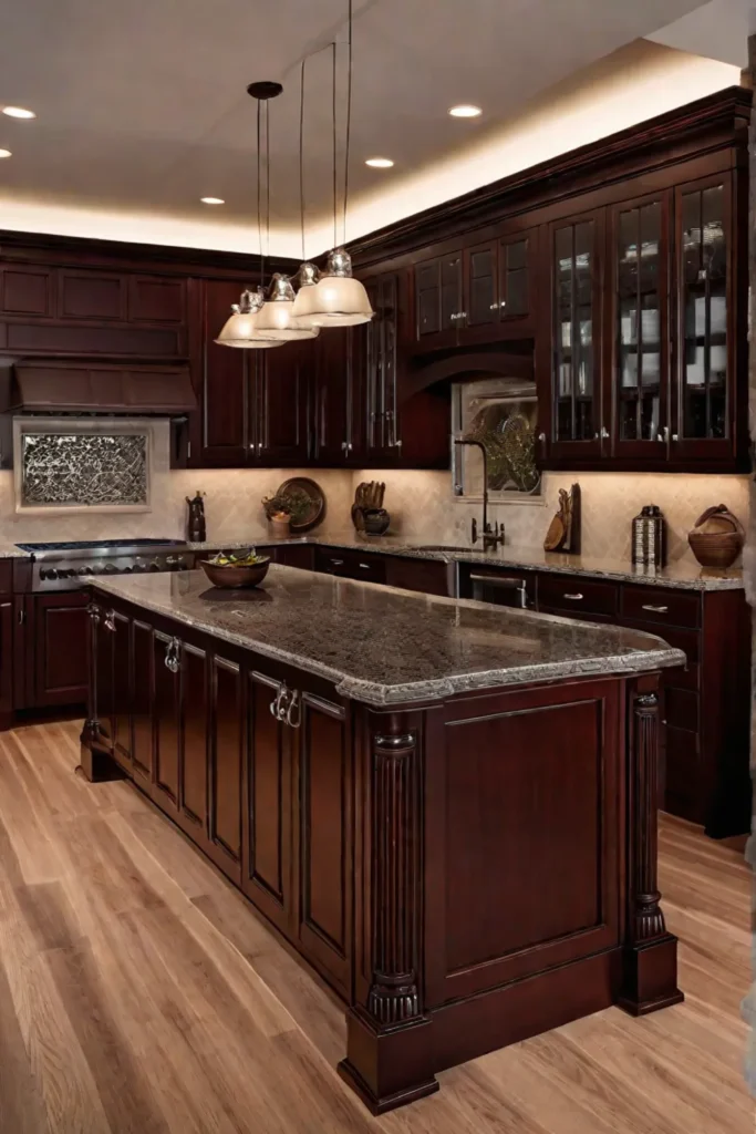 Kitchen with traditional mahogany cabinets